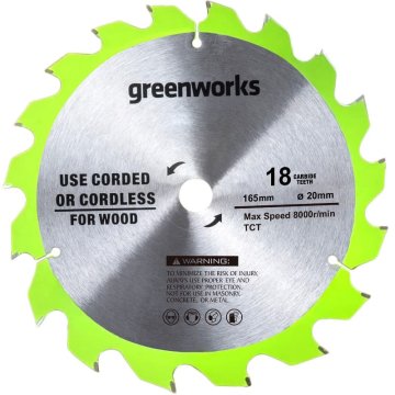 Диск пильный по дереву 165x1,6x20 мм 18T 2955807 для циркулярной пилы Greenworks 1501607