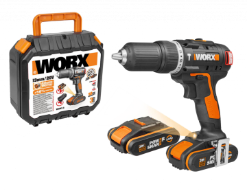 Дрель-шуруповерт ударная WORX WX367 аккумуляторная 20V 40Нм, бесщеточная