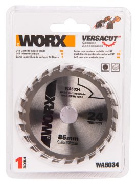 Пильный диск твердосплавный WORX 24Т ТСТ 85х1,2х15 мм