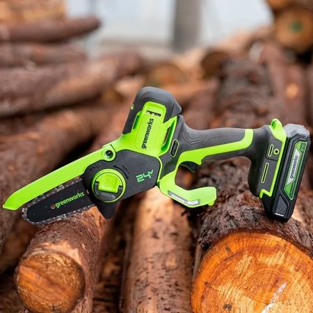 Цепная мини-пила аккумуляторная GREENWORKS G24MCS10, 24V, 10см Цепная мини-пила аккумуляторная GREENWORKS G24MCS10, 24V, 10см