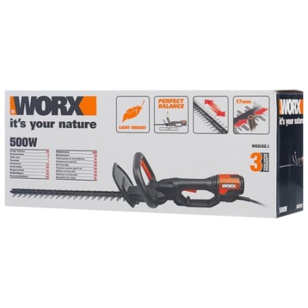 Кусторез электрический WG212E.1, 51 см, 500 Вт, Без аккумулятора и зарядного устройства