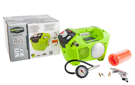 Компрессор аккумуляторный GREENWORKS G24AC, 24V, без аккумулятора и ЗУ