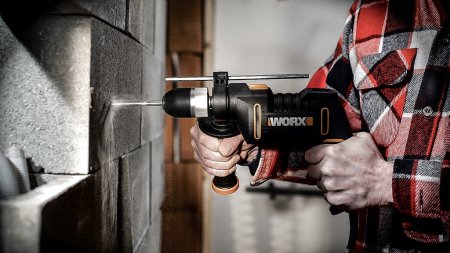 Дрель-шуруповерт ударная WORX WX317.2 электрическая 220V, 600Вт, в кейсе, Без аккумулятора и зарядного устройства