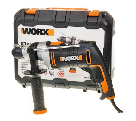 Дрель-шуруповерт ударная WORX WX318 электрическая 220V, 810Вт, в кейсе, Без аккумулятора и зарядного устройства Дрель-шуруповерт ударная WORX WX318 электрическая 220V, 810Вт, в кейсе, Без аккумулятора и зарядного устройства
