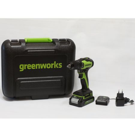 Дрель-шуруповерт аккумуляторная Greenworks Арт. 3704007UA, 24V, c 1хАКБ 2 Ач и ЗУ в кейсе