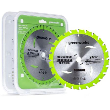 Диск пильный по дереву 165x1.6x20 мм, 24T 2955707 для циркулярной пилы Greenworks 1501607