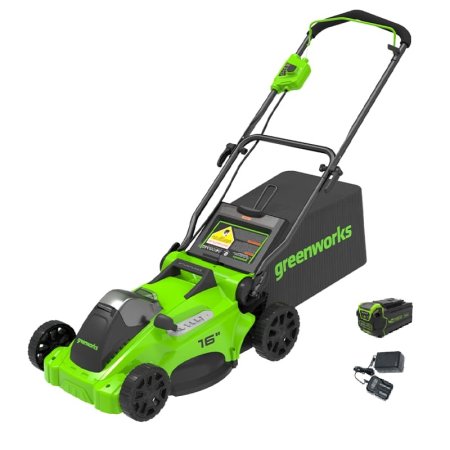 Газонокосилка аккумуляторная  GREENWORKS GD40LM16XK4, 40V, 41 см, бесщеточная, в комплекте с аккумулятором 4 а.ч. и ЗУ