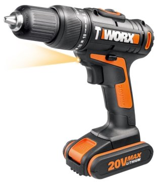 Дрель-шуруповерт ударная WORX WX371.3 аккумуляторная 20V 40Нм, с двумя АКБ на 1.5Ач и ЗУ в 0,4А