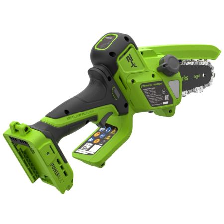 Цепная мини пила аккумуляторная GREENWORKS CS2410A,  24V, 10см, бесщеточная, с автоматической смазкой цепи (CS2410AA1)