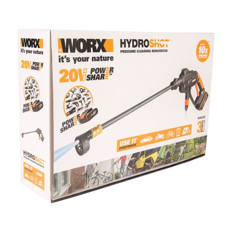 Мойка высокого давления WORX HydroShot WG620E, аккумуляторная, 20V, 24 бар, с АКБ на 2Ач и ЗУ