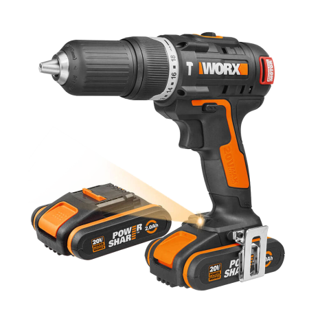 Дрель-шуруповерт ударная WORX WX367 аккумуляторная 20V 40Нм, бесщеточная, 2 аккумулятора по 1,5 Ач + зарядное устройство, в кейсе Дрель-шуруповерт ударная WORX WX367 аккумуляторная 20V 40Нм, бесщеточная, 2 аккумулятора по 1,5 Ач + зарядное устройство, в кейсе