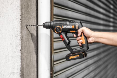 Перфоратор WORX WX390.1 H3, аккумуляторный 20V 1,2Дж, 2 аккумулятора по 2 Ач + зарядное устройство, в кейсе