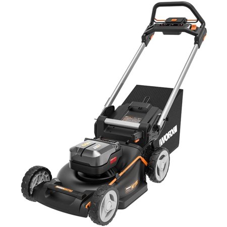 Самоходная газонокосилка WORX NITRO WG749E, 40V, 46см, аккумуляторная бесщеточная, 2 аккумулятора по 4 Ач + двойное ЗУ 2x2A Самоходная газонокосилка WORX NITRO WG749E, 40V, 46см, аккумуляторная бесщеточная, 2 аккумулятора по 4 Ач + двойное ЗУ 2x2A