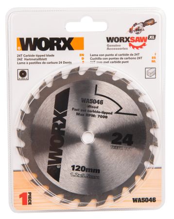 Пильный диск твердосплавный WORX 24T TCT 120х1,2х9,5 мм