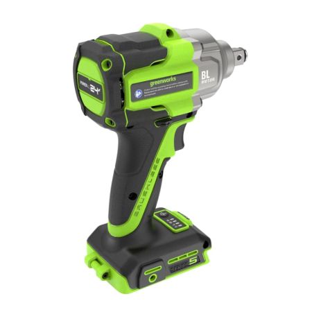 Гайковерт ударный акк. GREENWORKS IW5500, 24V, б/щет, 1/2'', 500Нм, 3 режима, без АКБ и ЗУ (3805007)