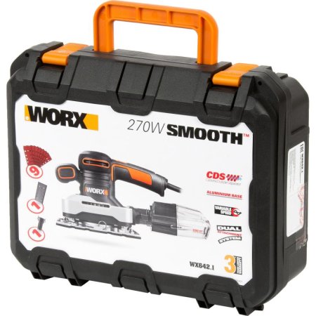 Виброшлифмашина WORX WX642.1 электрическая 220V 270Вт, в кейсе