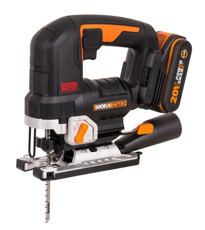 Лобзик аккумуляторный бесщёточный WORX WX542, 20В, 2,5Ач х1, ЗУ 2А, кейс Лобзик аккумуляторный бесщёточный WORX WX542, 20В, 2,5Ач х1, ЗУ 2А, кейс