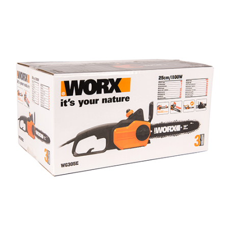 Цепная пила электрическая WORX WG305E, 1100 В, 25 см Цепная пила электрическая WORX WG305E, 1100 В, 25 см