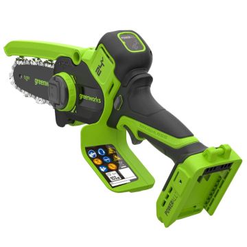 Цепная мини пила аккумуляторная GREENWORKS CS2410A,  24V, 10см, бесщеточная, с автоматической смазкой цепи (CS2410AA1)