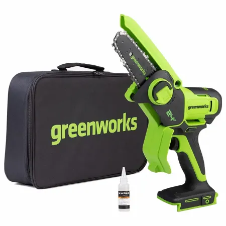 Цепная мини-пила аккумуляторная GREENWORKS GD24CSMNX, 24V, 15см, бесщеточная, без аккумулятора и ЗУ