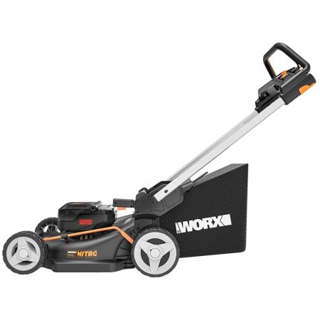 Самоходная газонокосилка WORX NITRO WG749E, 40V, 46см, аккумуляторная бесщеточная, 2 аккумулятора по 4 Ач + двойное ЗУ 2x2A Самоходная газонокосилка WORX NITRO WG749E, 40V, 46см, аккумуляторная бесщеточная, 2 аккумулятора по 4 Ач + двойное ЗУ 2x2A