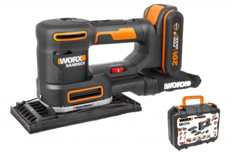 Виброшлифмашина WORX WX820.9 аккумуляторная 20V, 1 аккумулятор 2 Ач + зарядное устройство, в кейсе