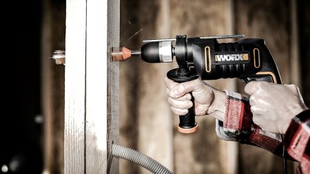 Дрель-шуруповерт ударная WORX WX317.2 электрическая 220V, 600Вт, в кейсе, Без аккумулятора и зарядного устройства