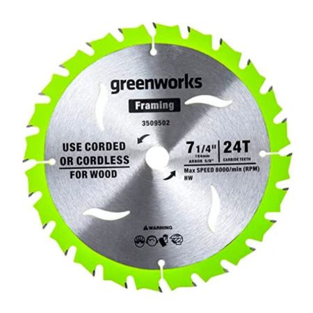 Диск пильный  по дереву для циркулярной пилы Greenworks, Арт. 2943407, 184x20 мм, 24T