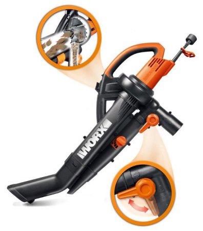 Воздуходув-Садовый Пылесос электрический WORX WG505E, 3000Вт, 335 км/ч